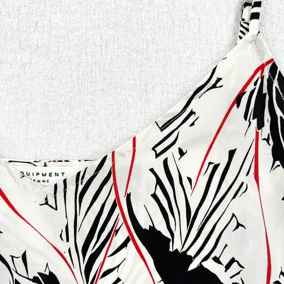 EQUIPMENT Layla Silk Print Cami Womens Small White Black Floral Leaf Print Layer - Picture 13 of 15